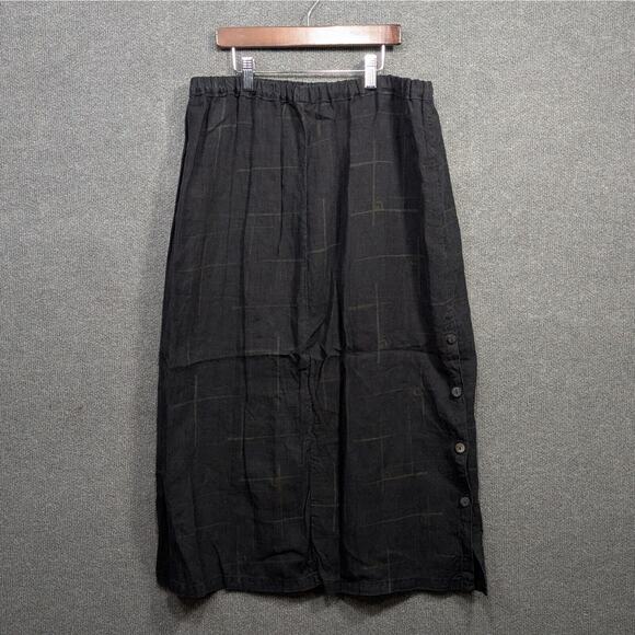 Click Color Me Cotton Maxi Skirt Womens XL Pull On 100% Linen Lagenlook Button - Picture 1 of 10